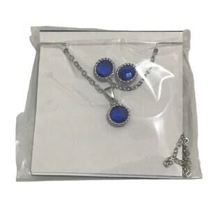 Effy Blue & Silver Necklace and Earring's Set